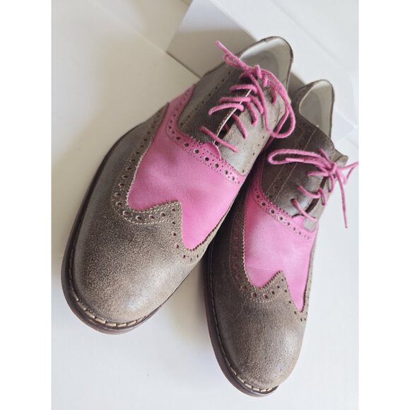 Cole Haan Colton Pink Taupe Brown Wingtip Brogue Oxford Mens Dress Shoes 11.5 - Picture 9 of 13